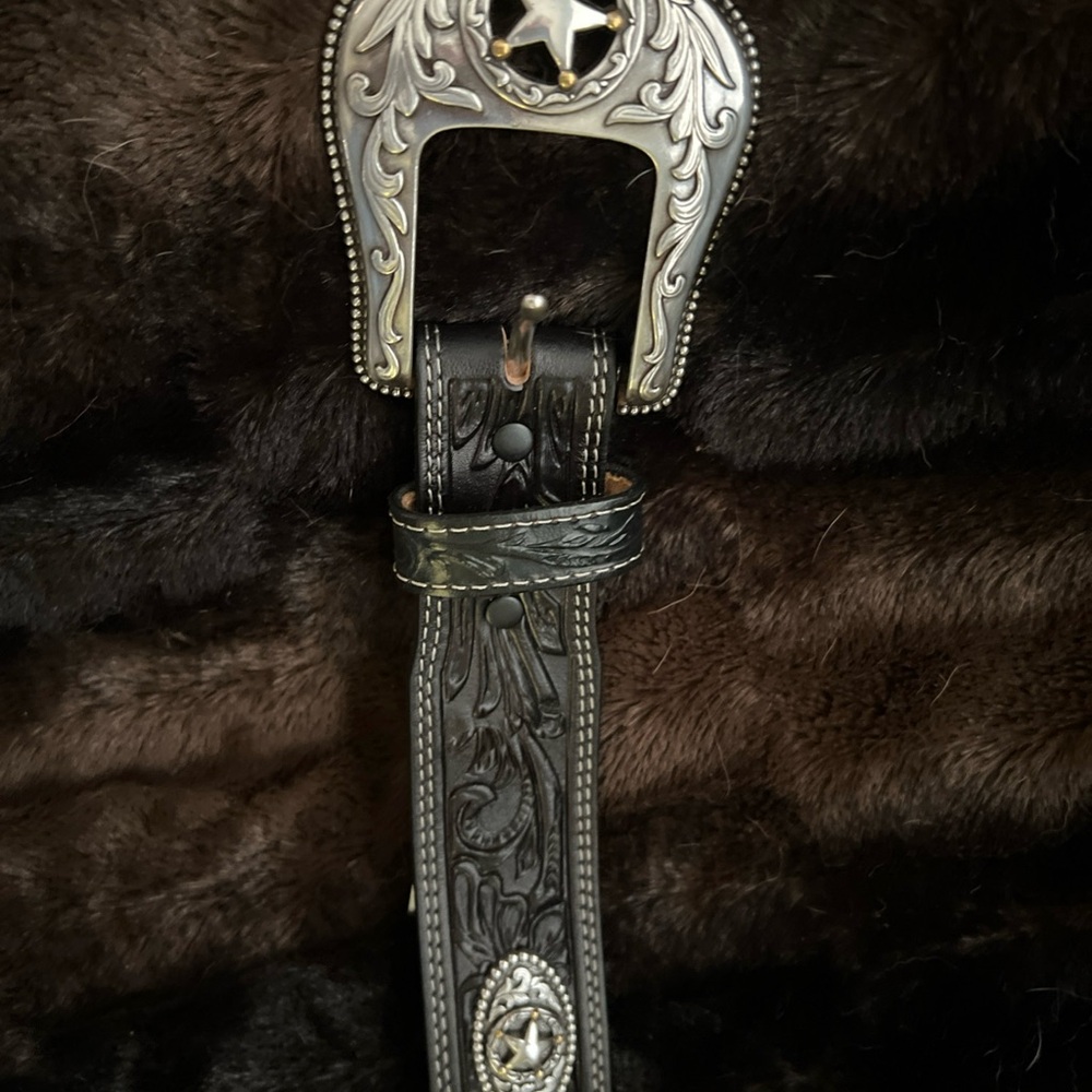 Justin Boots Black and Silver Men's Belt